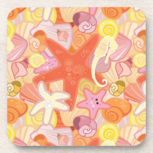 Pastel Sea Creature Pattern Coaster