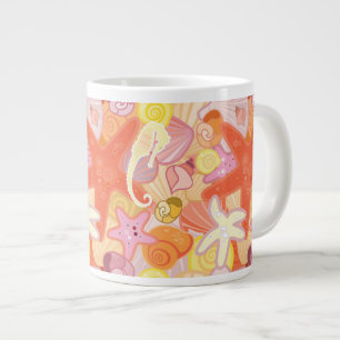 Pastel Sea Creature Pattern Large Coffee Mug
