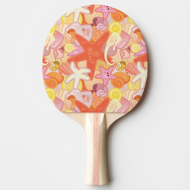 Pastel Sea Creature Pattern Ping Pong Paddle (Front)