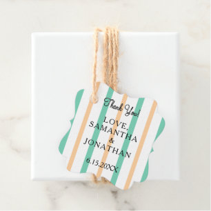 Pastel Seafoam Green Sandy Beach White Stripes Favour Tags
