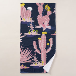 Pastel Seamless pattern vintage summer cactus on d Bath Towel