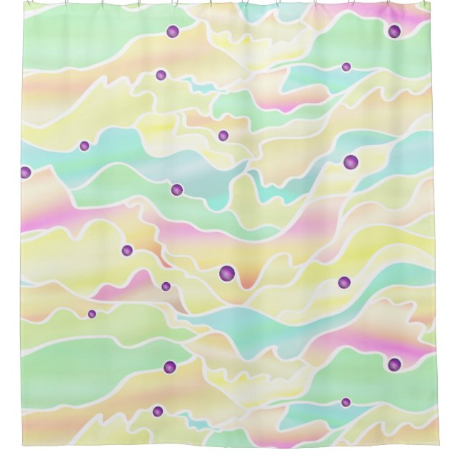 Pastel Seascape Abstract Shower Curtain (Front)