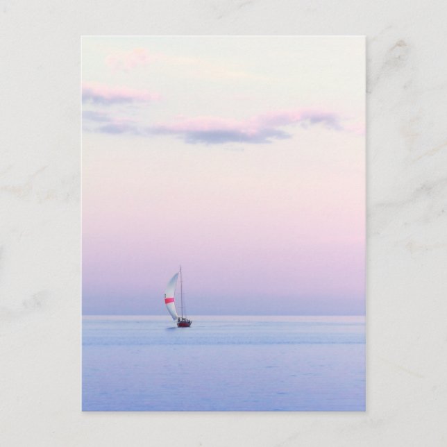 Pastel Seascape with a Sailboat Postcard (Front)