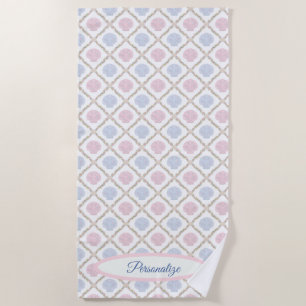 Pastel Seashell Coastal Beach Lattice Pattern Towel