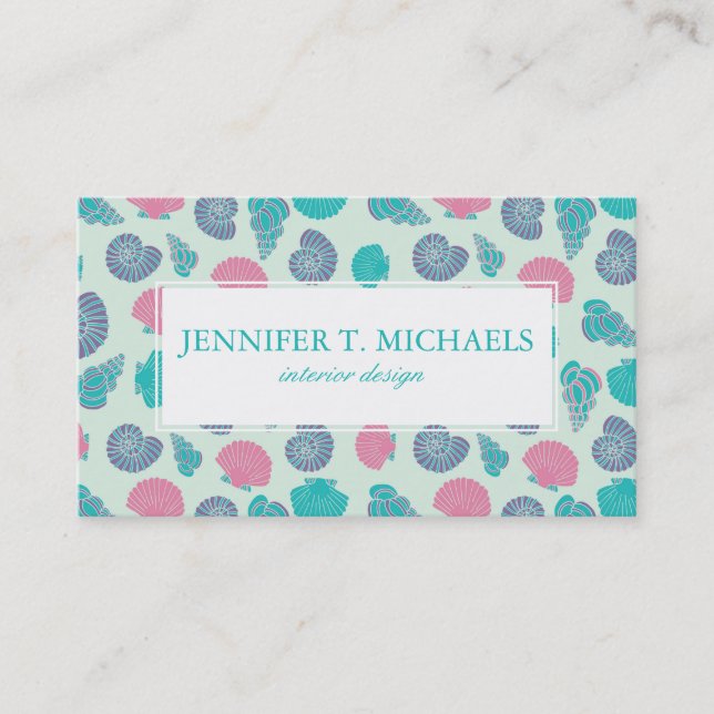 Pastel Seashell Pattern 1 Business Card (Front)