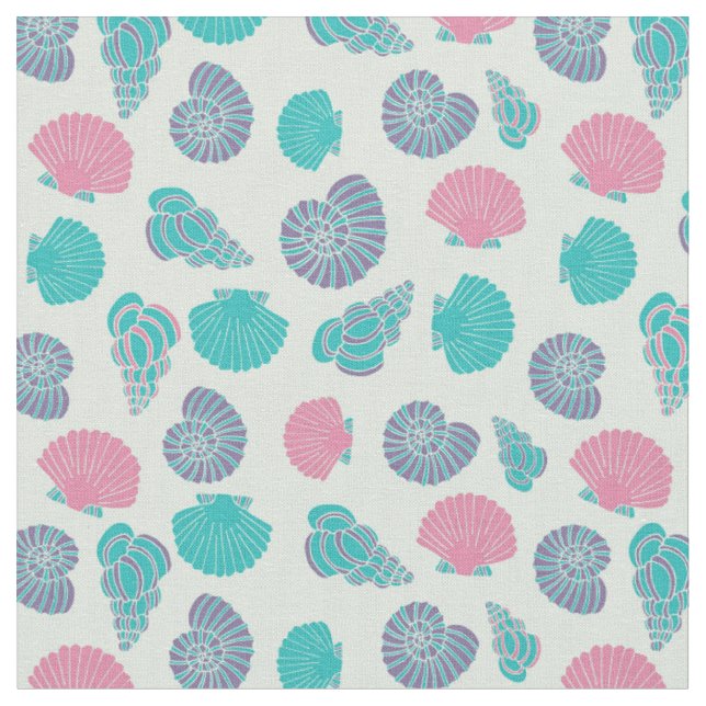 Pastel Seashell Pattern 1 Fabric (Close Up)