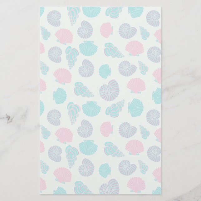 Pastel Seashell Pattern 1 Stationery (Front)