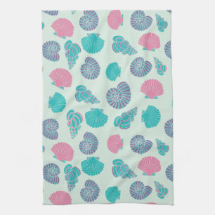 Pastel Seashell Pattern 1 Tea Towel