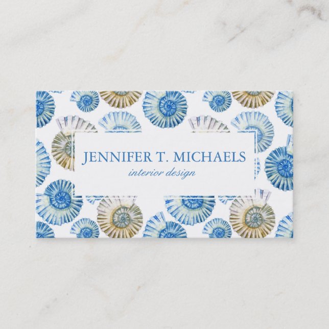 Pastel Seashell Pattern Business Card (Front)
