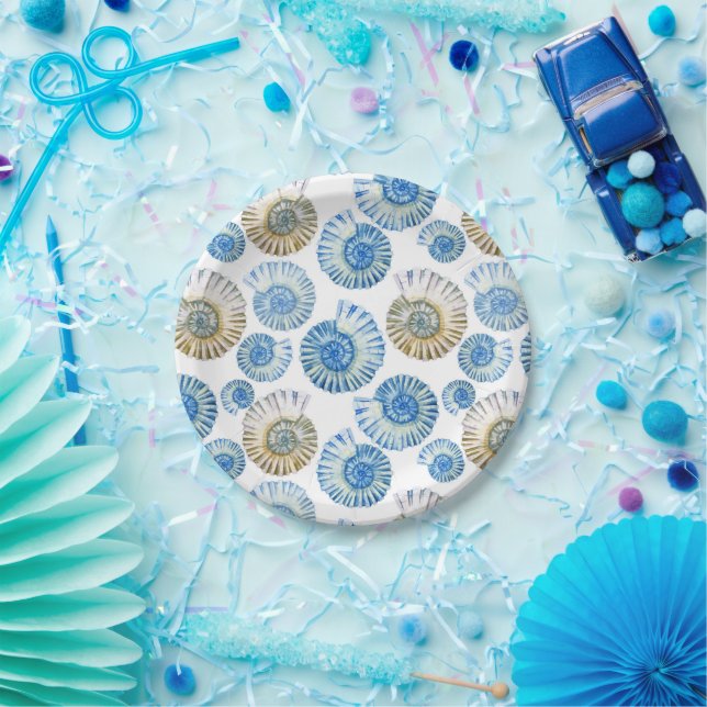 Pastel Seashell Pattern Paper Plate (Party)