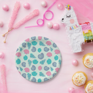 Pastel Seashell Pattern Paper Plate