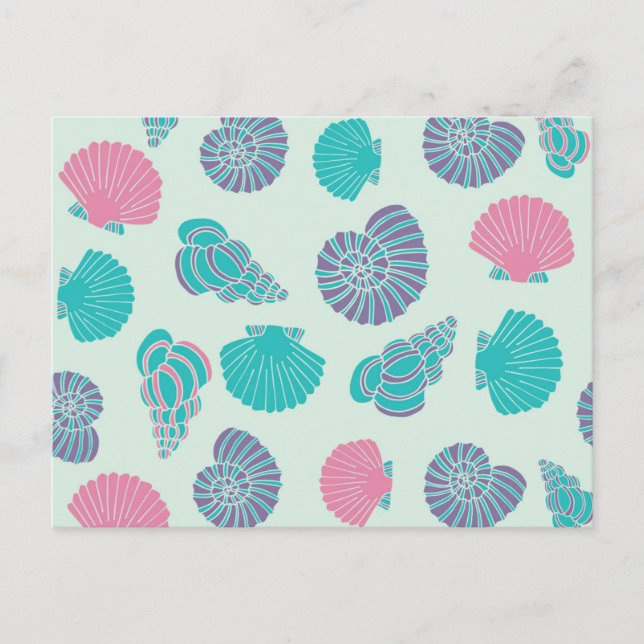 Pastel Seashell Pattern Postcard (Front)