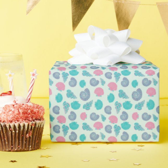 Pastel Seashell Pattern Wrapping Paper (Birthday Party)