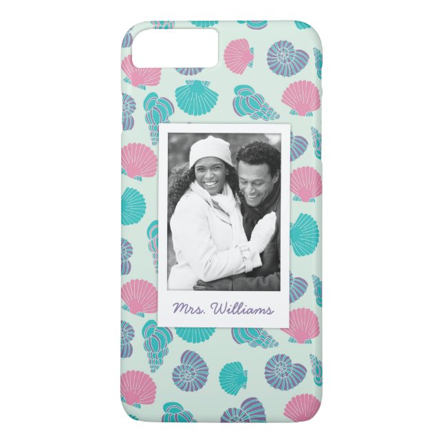 Pastel Seashell Pattern | Your Photo & Name Case-Mate iPhone Case (Back)