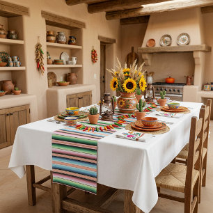 Pastel serape stripes medium table runner