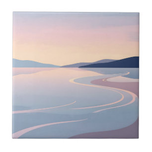 Pastel Serenity Winding River Landscape Tile