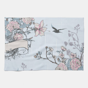 pastel shabby chic tea towel