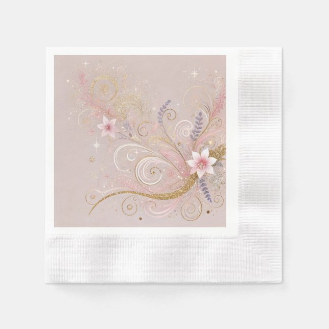 Pastel Shade Floral Motif Design Napkin (Front)