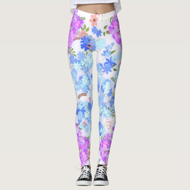 pastel shades floral pattern  leggings (Front)