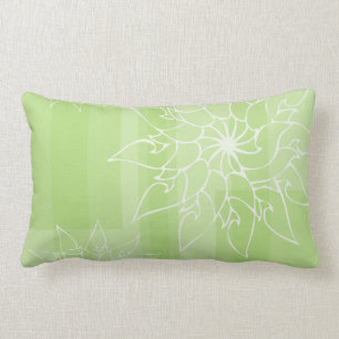 Pastel shades of green oriental floral lumbar cushion