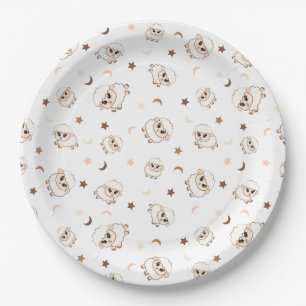 Pastel Sheep Pattern Paper Plate