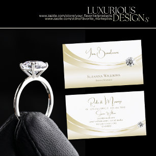 Pastel Silk Gold and White with Sparkling Diamond Business Card