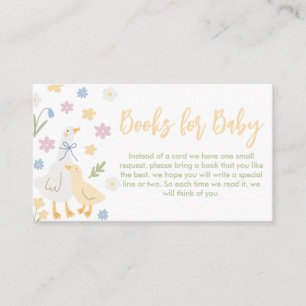 Pastel Silly Goose Baby Shower Books for Baby Enclosure Card