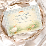 Pastel Silly Goose Farm Diapper Raffle Enclosure Card<br><div class="desc">A charming storybook-style baby shower design featuring a sweet watercolor goose standing beside a nest filled with pastel eggs. Delicate spring flowers and soft greenery create a gentle countryside scene, while a blush bow and sage gingham background add a cozy cottagecore touch. The vintage illustration style and soft pastel palette...</div>