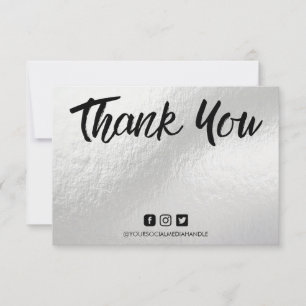 Pastel Silver Silk Thank you Message Media Insert
