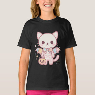Pastel Skelekitty Kids T-Shirt Cute Kawaii