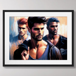 Pastel Sketch Attractive Men Poster