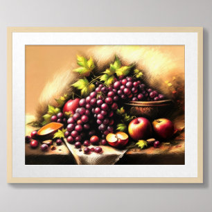 Pastel Sketch Fruit Still Life Poster