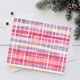 Pastel Sketched Plaid   Cute Watercolor Holiday Postcard