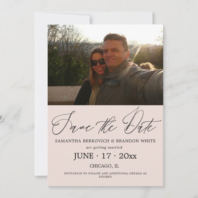 Pastel Skin Photo Save the date Invitation (Front)
