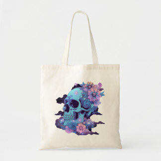 Pastel Skull with Flowers and Stars Tote Bag