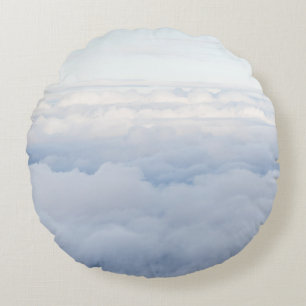 Pastel Sky and Fluffy Clouds Dream 1 Round Cushion