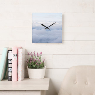 Pastel Sky and Fluffy Clouds Dream 1 Square Wall Clock