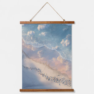 Pastel Sky and Gentle Beach Horizon Art Hanging Tapestry