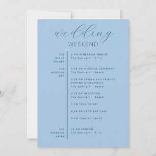 Pastel Sky Blue Destination Wedding Timeline Invitation