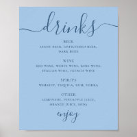 Pastel Sky Blue Modern Wedding Bar Drinks Sign