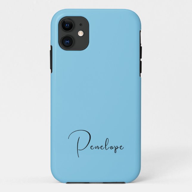 Pastel Sky Blue Solid Colour Minimalist Personalis Case-Mate iPhone Case (Back)