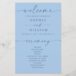Pastel Sky Blue Wedding Program Coastal Ceremony