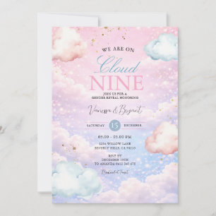 Pastel Sky Cloud Nine Gender Reveal Invitation