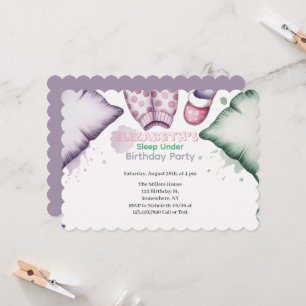 Pastel Sleep Under Girl Birthday Party Watercolor Invitation
