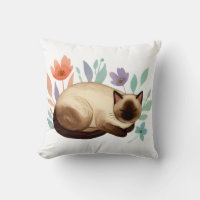 Pastel Slumber: Siamese Cat in Bloom