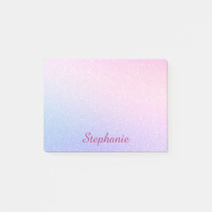 Pastel Smooth Purple Pink Blue Glitter Post-it Notes