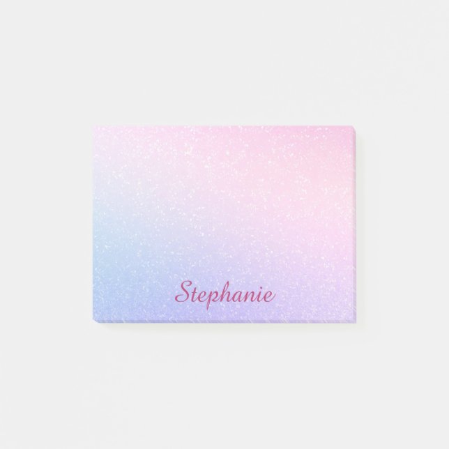 Pastel Smooth Purple Pink Blue Glitter Post-it Notes (Front)
