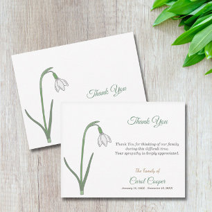 Pastel Snowdrop Funeral Thank You Note Card