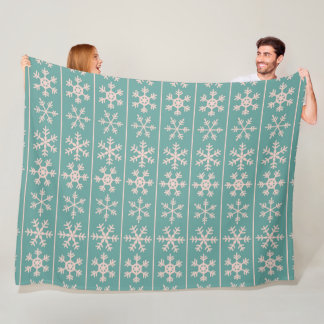 Pastel Snowflake Pattern Fleece Blanket