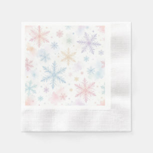 Pastel Snowflakes Colourful Winter Holiday Napkin